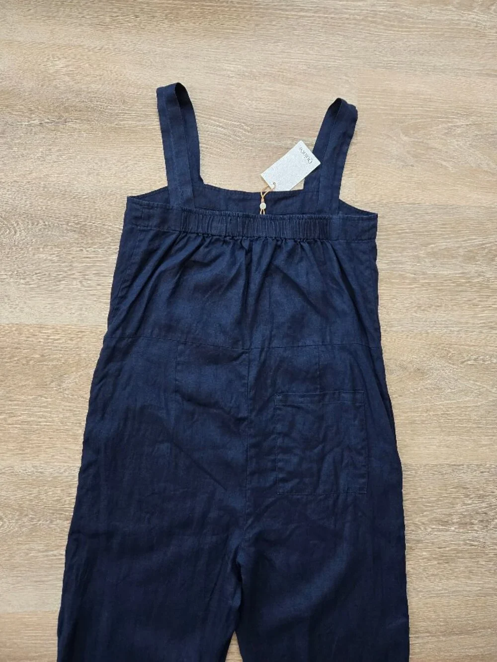 Quince European Linen Square Neck Jumpsuit Deep Navy Size S New With Tags